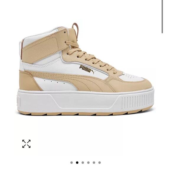 Puma Karmen Rebelle Mid-High Casual White Tan Platform Lace Up Sneaker Shoes 8 - Picture 1 of 10